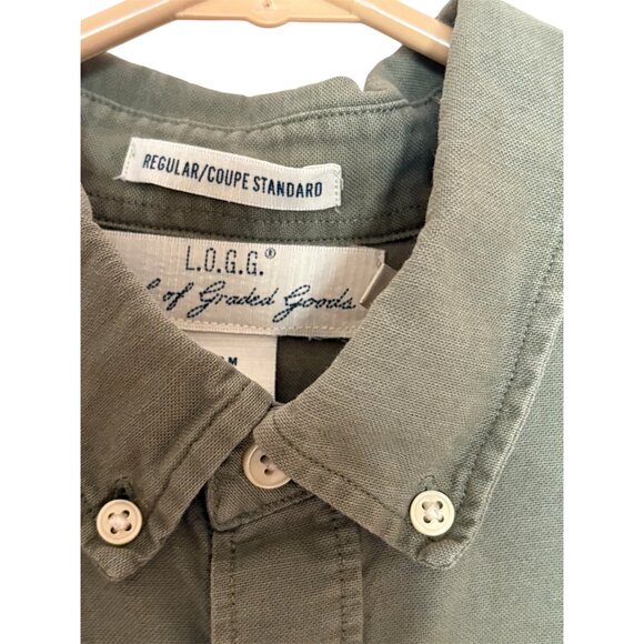 H&M L.O.G.G. Mens Olive Green Button-Up Shirt Regular Fit 100% Cotton Size Mediu - Picture 4 of 7